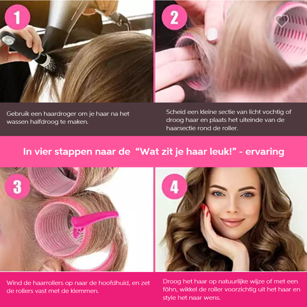 Vivefly Healthcare Curly Gear -Haarkrulset 32-delig - Haarrollers - Kleefrollers - Haarclip - Heatless Curls